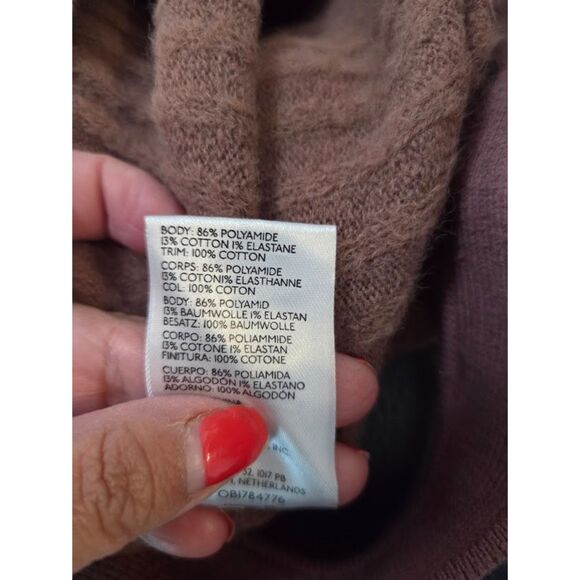 Free People "Keep Me Warm" Brown Cable Cotton Knit Thong Bodysuit Top size XL - Picture 10 of 10